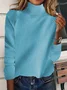 Turtleneck Plain Casual Yarn/Wool Yarn Sweater