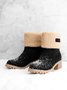 Plain Winter Cowhide Leather Casual Cotton-Padded Boots