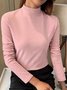 Women Plain Mock Neck Casual Long Sleeve T-shirt