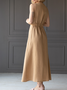 Linen Plain Dress With No