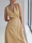 Cotton And Linen Regular Fit Linen Dress With No