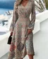 Casual V Neck 3D Printing Regular Fit Dress With No