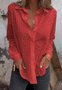 Casual Loose Shawl Collar Plain Shirt