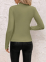 Women Plain Mock Neck Vintage Long Sleeve T-shirt
