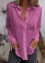 Casual Loose Shawl Collar Plain Shirt
