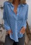 Casual Loose Shawl Collar Plain Shirt