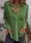 Casual Loose Shawl Collar Plain Shirt