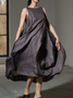 Linen Plain Crew Neck Maxi Dress