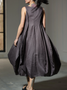 Linen Plain Crew Neck Maxi Dress