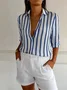 Women's Retro Striped Long Sleeve Shirt