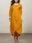 Loose Linen Plain Cotton And Linen Dress