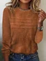 Women Striped Crew Neck Casual Long Sleeve T-shirt