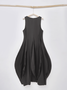Linen Plain Crew Neck Maxi Dress