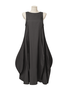 Linen Plain Crew Neck Maxi Dress