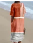 Cotton-Blend Boho Ethnic Geometry Loose Dress With No