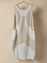 Crew Neck Plain Linen Linen Dress With No