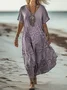 Regular Fit Floral Cotton Vintage Dress With No Belt