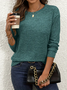 Women Plain Crew Neck Casual Long Sleeve T-shirt