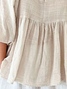 Cotton And Linen Linen Plain V Neck Blouse