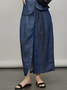Linen Urban Pocket Stitching Plain Maxi Skirt