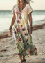 V Neck Cotton Casual Dress