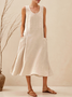 Crew Neck Loose Punk Cotton And Linen Dress
