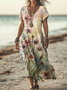 V Neck Cotton Casual Dress
