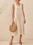 Crew Neck Loose Punk Cotton And Linen Dress