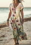 V Neck Cotton Casual Dress