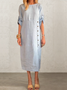 Casual Plain Asymmetric linen-cotton Midi Dress