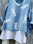 Women Animal V Neck Vintage Long Sleeve T-shirt