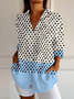 Linen Blend Casual Loose Contrast Stitching Shirt