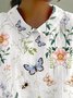Elegant Shawl Collar Animal Cotton Blouse