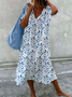 Regular Fit V Neck Casual Dress With No Belt