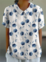 Women's Floral Spring Print Lapel Short Sleeve Shirt