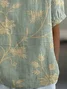 Women's Floral Spring Print Lapel Short Sleeve Shirt