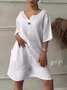 Casual Plain V Neck Two-Piece Set