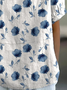 Women's Floral Spring Print Lapel Short Sleeve Shirt