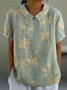 Women's Floral Spring Print Lapel Short Sleeve Shirt