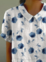 Women's Floral Spring Print Lapel Short Sleeve Shirt