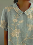 Women's Floral Spring Print Lapel Short Sleeve Shirt