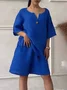 Casual Plain V Neck Two-Piece Set