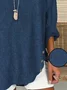 Women's Spring and Summer Imitation Denim Printed Casual Long Sleeve V-Neck Shirt