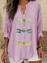 Casual Animal Shawl Collar Blouse