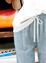 Women's Spring and Summer Imitation Denim Printed Casual Straight Lace-up Pants