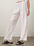 Casual Plain Straight linen-cotton Pants