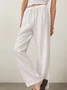 Casual Plain Straight linen-cotton Pants