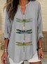 Casual Animal Shawl Collar Blouse