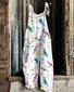 Dragonfly pattern comfortable casual cotton and linen jumpsuit