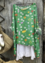 Flower pattern comfortable casual cotton linen long sleeved dress